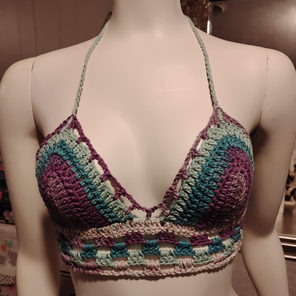 Multicolor Crochet Halter Top